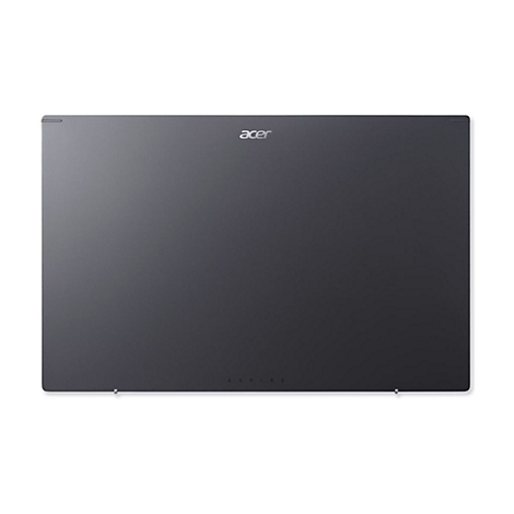 Dunkelgraues Acer Aspire Laptop, Ansicht der Rückseite. Mit Firmenlogo und Modellbezeichnung.