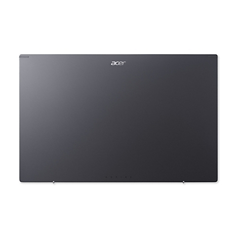 Dunkelgraues Laptop-Oberteil. Der Name "acer" oben mittig und der Schriftzug "ASPIRE" unten.