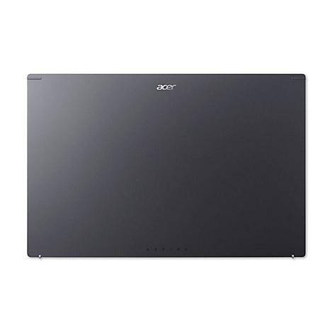 Dunkelgraues Acer Aspire Laptop, geschlossen, von oben gesehen. Der Schriftzug "acer" befindet sich oben, "ASPIRE" am unteren Rand.