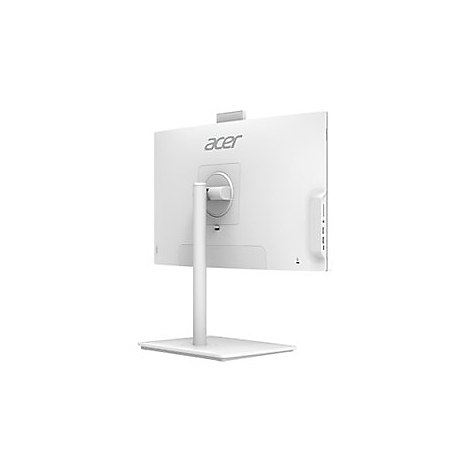 Weißer Acer-All-in-One-PC, Rückseite mit Standfuß, Webcam und Anschlüssen.