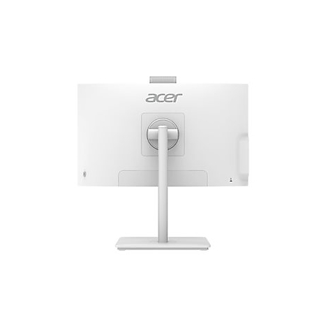 Weißer Acer All-in-One-PC. Rückansicht, Monitor mit Standfuß, Acer-Logo, seitliche Bedienelemente.
