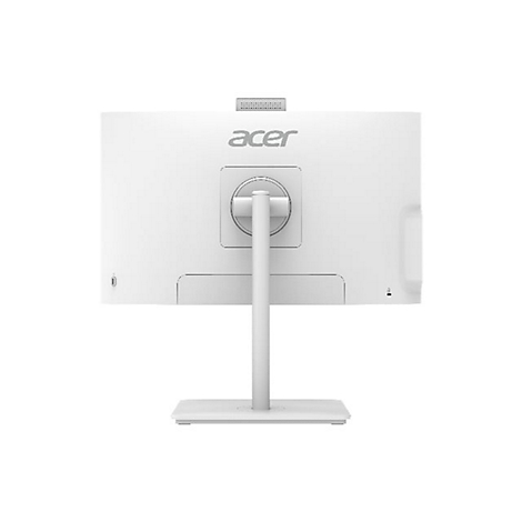 Rückseite eines weißen Acer All-in-One-Computers mit Standfuß. Das Acer-Logo ist deutlich zu sehen.