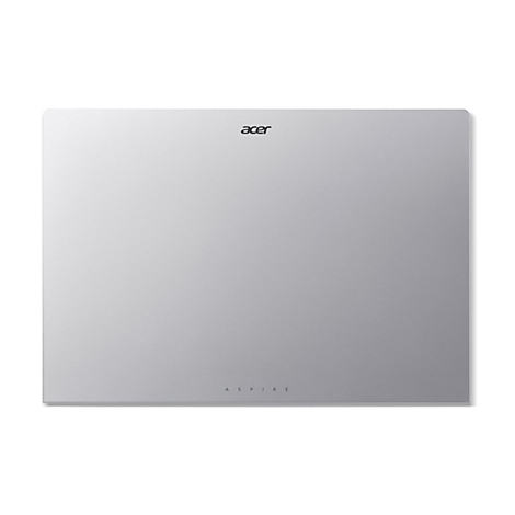 Silberner Laptop von oben. Acer-Logo oben, darunter Schriftzug „Aspire“. Rechteckige Form mit abgerundeten Ecken.