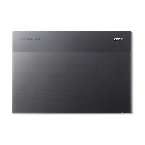 Dunkelgraues Notebook, Acer Chromebook Plus, auf weißem Hintergrund. Der Deckel ist geschlossen.