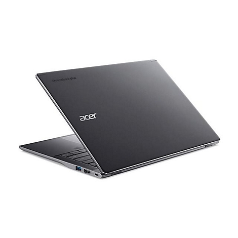 Acer Chromebook Plus Laptop, schräg von hinten auf weißem Hintergrund.