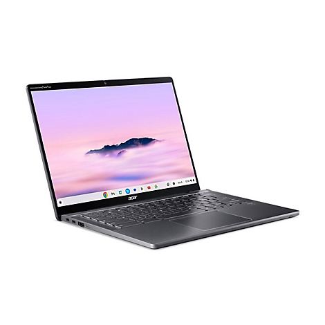 Grauer Laptop mit offenem Bildschirm, zeigt einen Himmel mit Wolken. Die Marke Acer ist sichtbar.