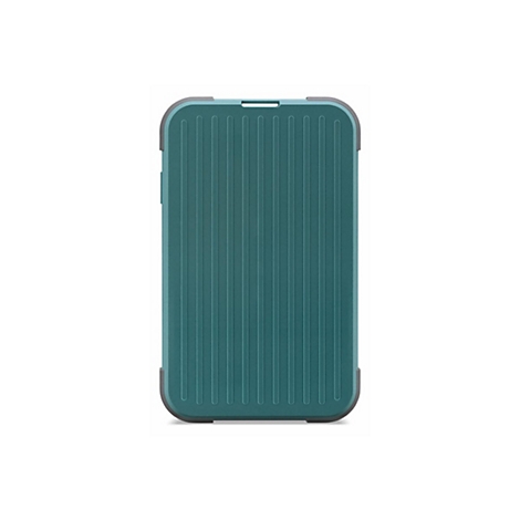 Petrolfarbene Smartphone-Hülle mit vertikalem Rillen-Design und grauen Ecken vor weißem Hintergrund.