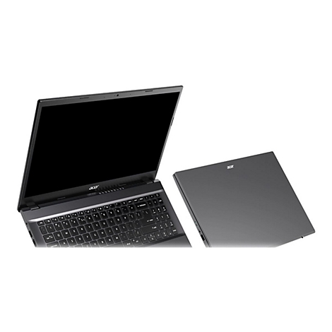 Ein schwarzer Laptop, teilweise geÃ¶ffnet, neben einem geschlossenen Laptop, beide vor weiÃŸem Hintergrund. Das Acer-Logo ist sichtbar.