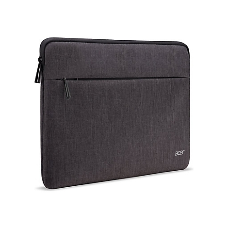 Dunkelgraue Acer Laptoptasche mit Textur und Reißverschluss vor weißem Hintergrund.
