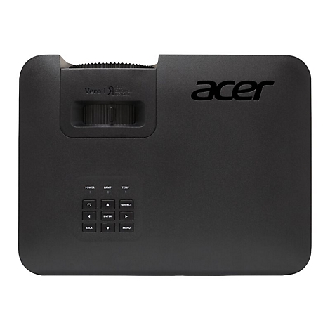 Schwarzer Acer Vero Projektor von oben mit Bedienfeld und Fokus-Einstellrad.