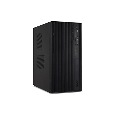 Ein schwarzer Acer-Desktop-PC, Vorderansicht. Oben steht "Veriton Vero", darunter befinden sich USB-Anschlüsse und ein Einschaltknopf. Das Acer-Logo befindet sich unten.