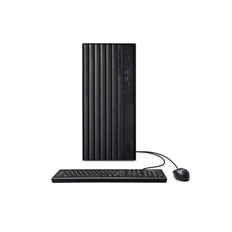 Schwarzer Acer PC, Tastatur und Maus auf weißem Grund.