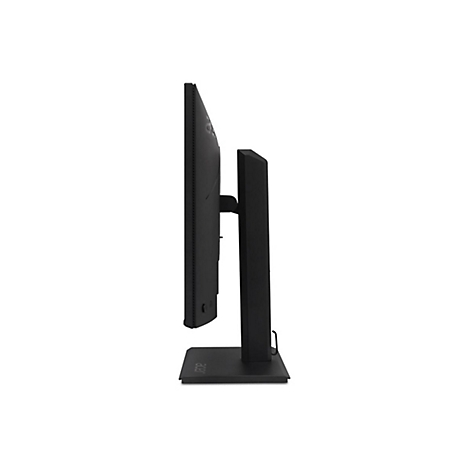 Seitenansicht eines schwarzen Acer Monitors auf einem stabilen Standfuß vor weißem Hintergrund.