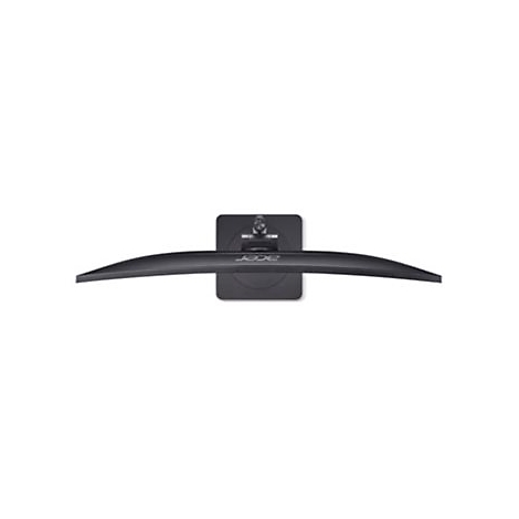 Draufsicht auf einen schwarzen, gebogenen Acer-Monitor mit quadratischem Standfuß auf weißem Hintergrund.