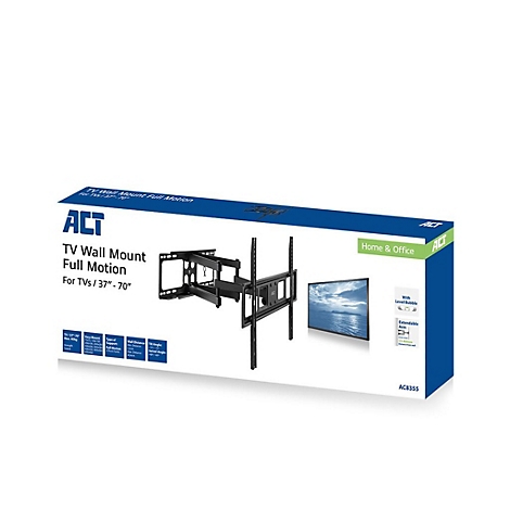Verpackung der schwenkbaren ACT TV-Wandhalterung für Fernseher von 37 bis 70 Zoll auf weißem Hintergrund.