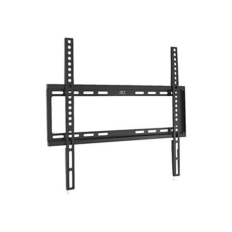 Schwarze, flache TV-Wandhalterung mit zwei vertikalen Schienen vor hellem Hintergrund.