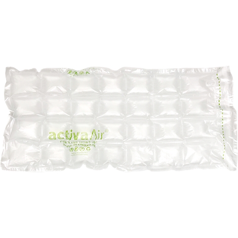 Sac de coussin d'air transparent avec chambres carrées, logo aktivaAir.