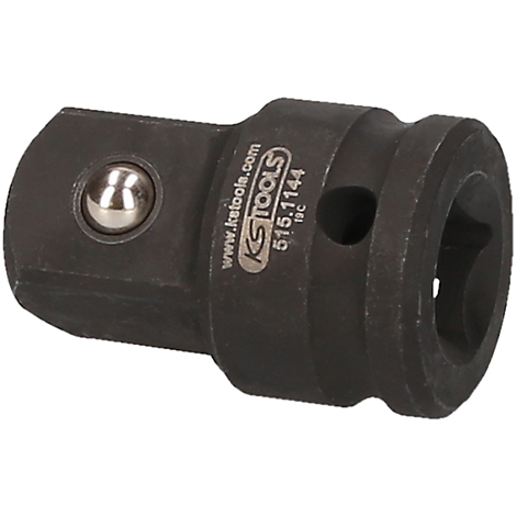 Adaptateur d'outil noir avec bille et hexagone. Gravure : KS TOOLS, 515.1144, 19C.