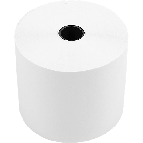 A white paper roll set, cylindrical with a black hole in the center.