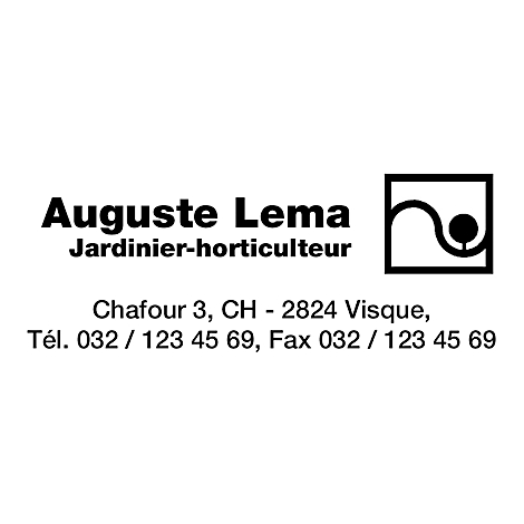 Business card of Auguste Lema, gardener-horticulturist. Name, address and contact information are provided.