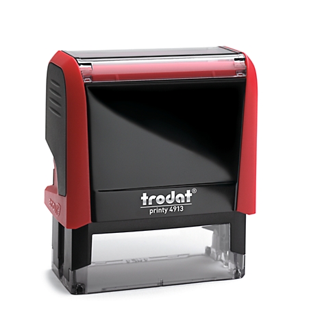 A red and black Trodat stamp, model printy 4913, on a white background.