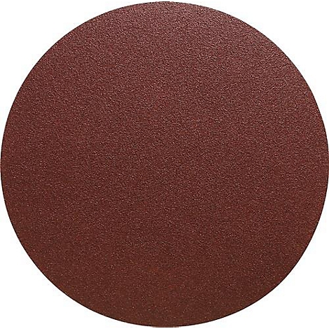 Round, brown sanding disc with a slightly rough surface.