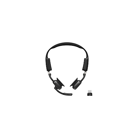 Schwarzes Headset mit Ohrmuscheln, Mikrofon und USB-C-Anschluss.
