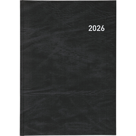 Carnet noir avec l'inscription blanche "2026" sur le devant.