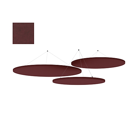 Hängende, ovale Deckenleuchten in Bordeauxrot. Ein quadratisches Muster zeigt die Materialbeschaffenheit.