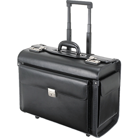 Alassio Pilotenkoffer FERRARA Aktenkoffer Trolley B-Ware Leder schwarz E45045 