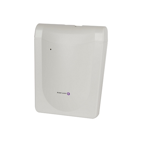 Hellgraues, rechteckiges Wandgehäuse von Alcatel-Lucent mit kleiner Statusleuchte und Firmenlogo.