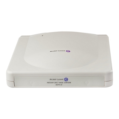 Hellgraue Alcatel-Lucent 8379 iO Indoor DECT-Basisstation vor weißem Hintergrund.