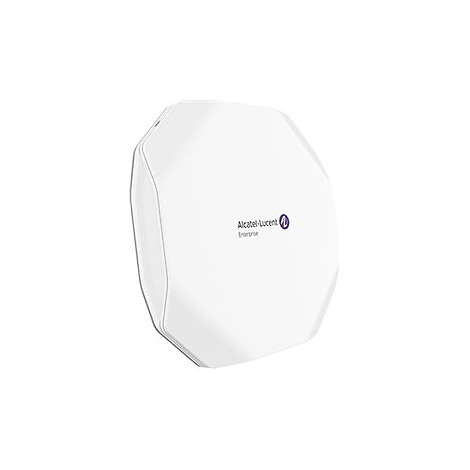 Weißer, achteckiger Alcatel-Lucent Enterprise Access Point vor weißem Hintergrund.