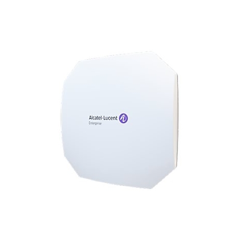 Weißer, quadratischer Alcatel-Lucent Enterprise WLAN-Access-Point vor neutralem Hintergrund.
