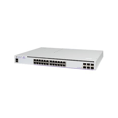 Weißer Netzwerk-Switch mit zahlreichen LAN-Anschlüssen an der Frontseite.