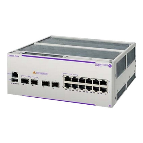 Alcatel-Lucent Enterprise Netzwerk-Switch OS6665-P16X vor weißem Hintergrund.