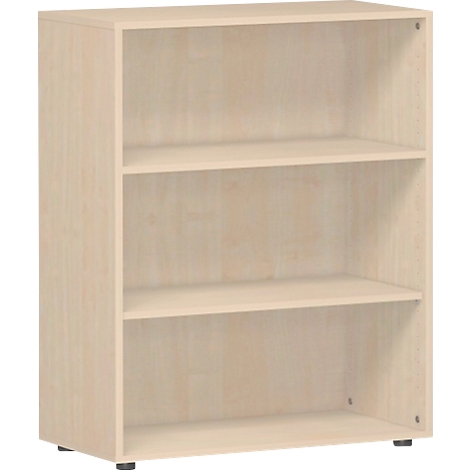 Light brown bookshelf with three shelves.