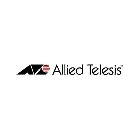 Firmenlogo von Allied Telesis in Schwarz mit einem gestreiften roten Kreis.