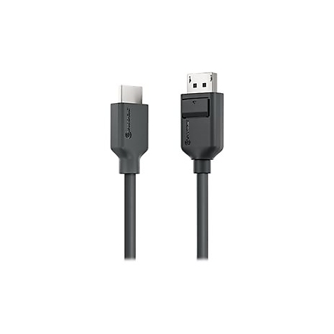 DisplayPort-auf-HDMI-Kabel mit Seagate-Logo auf den Steckern vor weißem Hintergrund.