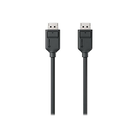 Zwei identische, schwarze DisplayPort-Kabel mit ALOGIC-Logo vor weißem Hintergrund.