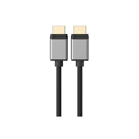 Zwei HDMI-Kabelstecker mit grauen Gehäusen und goldfarbenen Kontakten vor weißem Hintergrund.