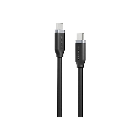 Zwei identische schwarze USB-C-Kabel mit grauen Steckern und Alogic-Logo vor weißem Hintergrund.