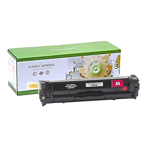 Eine Tintenpatrone und ihre grÃ¼ne Verpackung, mit Aufschrift TONER CARTRIDGE.