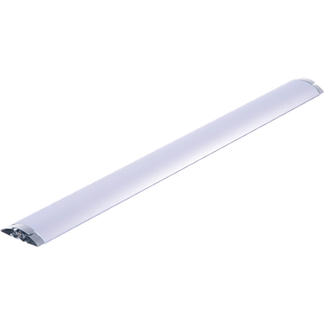 Long, white LED light, diagonally from above. Metallic finishes can be seen at the ends.