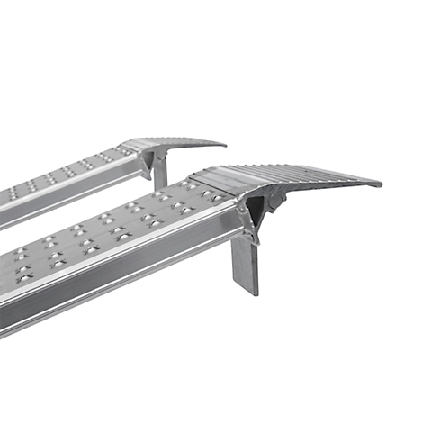 Two silver ramps on a white background, with a ridged surface.