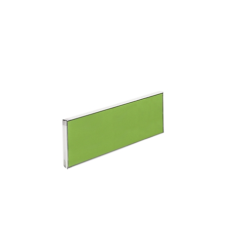 Green rectangular element with metal frame, on a white background.
