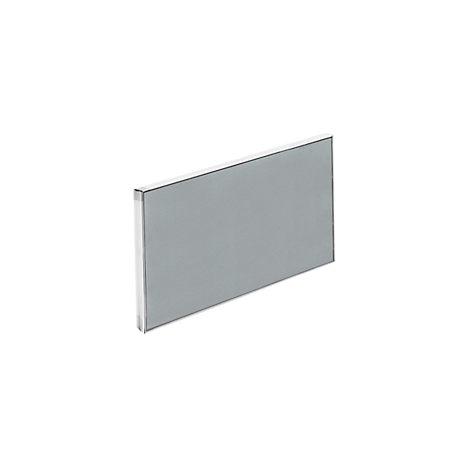 Rectangular gray panel with a silver frame against a white background.