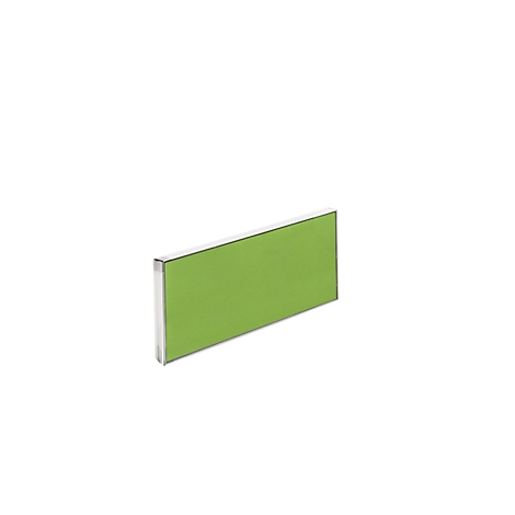 A rectangular green element with a silver frame, floating at a slight angle against a white background.