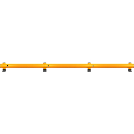 Gelb-oranger Rohrbügel. Horizontal angebracht, mit schwarzen Halterungen.