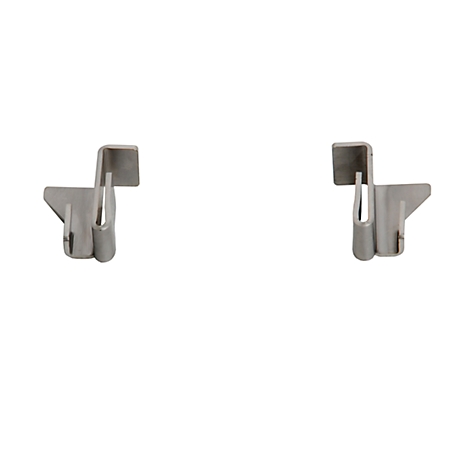 Two metal clips in detail, against a white background.